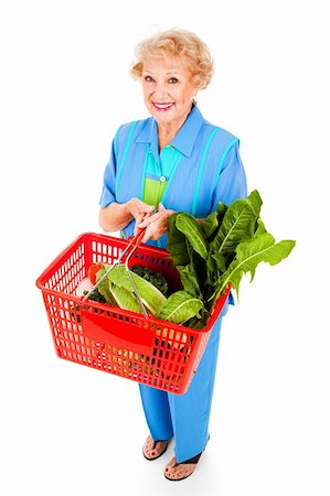 food market old people - Full body isolated view of a beautiful healthy senior woman shopping for fresh produce. Stock Photo - Budget Royalty-Free & Subscription, Code: 400-04092037