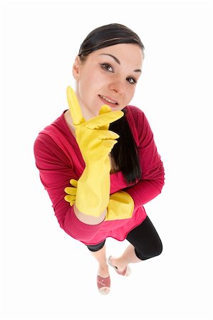 picture of a lady sweeping the floor - attractive brunette woman doing house work Stock Photo - Budget Royalty-Free & Subscription, Code: 400-04092364