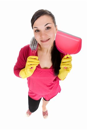 picture of a lady sweeping the floor - attractive brunette woman doing house work Stock Photo - Budget Royalty-Free & Subscription, Code: 400-04092365