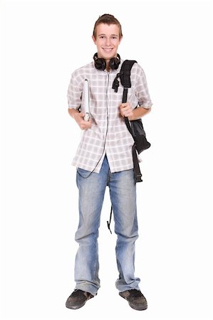 simsearch:400-04477480,k - casual teenager preparing to school standing on white background Photographie de stock - Aubaine LD & Abonnement, Code: 400-04092367