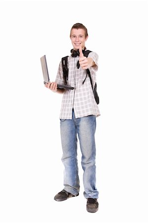 simsearch:400-04704759,k - casual teenager with laptop. over white background Stock Photo - Budget Royalty-Free & Subscription, Code: 400-04092370