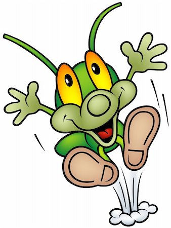 simsearch:400-04163224,k - Happy Green Bug 04 - happy jump, cartoon illustration as vector Stock Photo - Budget Royalty-Free & Subscription, Code: 400-04092670