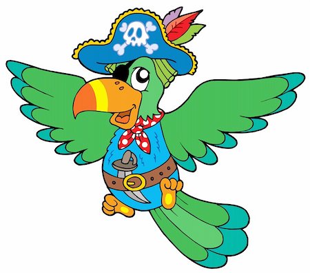 simsearch:400-04589554,k - Flying pirate parrot - vector illustration. Photographie de stock - Aubaine LD & Abonnement, Code: 400-04093421