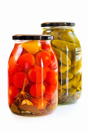 simsearch:400-04849937,k - Two clear glass jars of colorful pickled vegetables Stock Photo - Budget Royalty-Free & Subscription, Code: 400-04093674