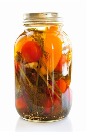 Clear glass jar of colorful pickled vegetables Stock Photo - Budget Royalty-Free & Subscription, Code: 400-04093671