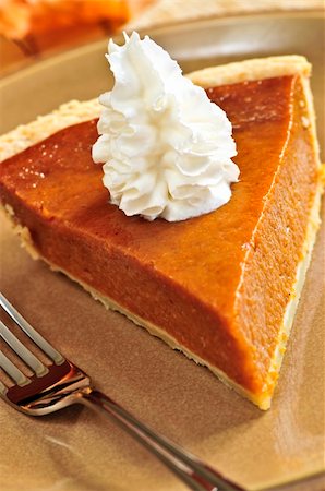 simsearch:400-06429990,k - Slice of pumpkin pie with fresh whipped cream Stock Photo - Budget Royalty-Free & Subscription, Code: 400-04093727