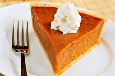 simsearch:400-06429990,k - Slice of pumpkin pie with fresh whipped cream Stock Photo - Budget Royalty-Free & Subscription, Code: 400-04093728