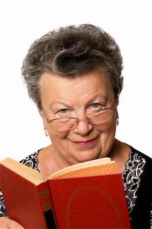 simsearch:400-04549195,k - The old woman with the red book on a white background Stock Photo - Budget Royalty-Free & Subscription, Code: 400-04105216
