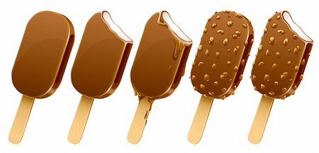 set of chocolate ice-cream dessert on wooden stick - vector illustration Stock Photo - Budget Royalty-Free & Subscription, Code: 400-04105429