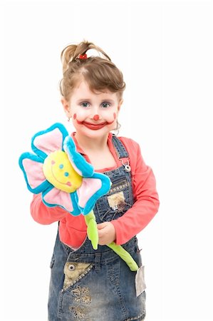 painted happy flowers - Little girl as a happy clown with a flower Stock Photo - Budget Royalty-Free & Subscription, Code: 400-04105452