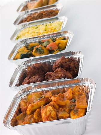simsearch:400-04105894,k - Selection Of Indian Take Away Dishes In Foil Containers Foto de stock - Royalty-Free Super Valor e Assinatura, Número: 400-04105894