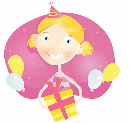 simsearch:400-03996855,k - Girl with gift. Art Vector Illustration. Stock Photo - Budget Royalty-Free & Subscription, Code: 400-04106023