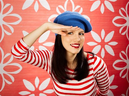 young smiling caucasian woman wearing retro clothes Stock Photo - Budget Royalty-Free & Subscription, Code: 400-04106685