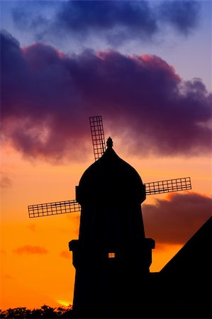 simsearch:400-05877544,k - Windmill Silhouette At Sunset Stock Photo - Budget Royalty-Free & Subscription, Code: 400-04106917