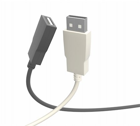 Two USB cables of black and white color Stock Photo - Budget Royalty-Free & Subscription, Code: 400-04107111