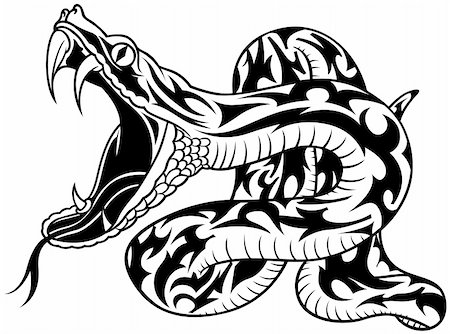 fang - Snake Tattoo 02 - black illustration as vector image Stock Photo - Budget Royalty-Free & Subscription, Code: 400-04107351