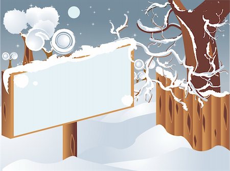 Vector winter landscape with billboard. Easy to edit and modify. EPS file included. Stock Photo - Budget Royalty-Free & Subscription, Code: 400-04107361