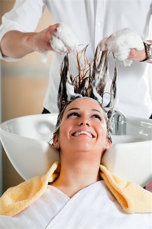 portrait of young woman in hair salon Stock Photo - Budget Royalty-Free & Subscription, Code: 400-04107628