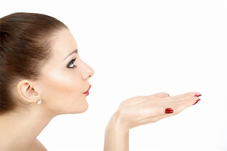 simsearch:400-04604293,k - Profile of the beauty who is blowing off from a hand, isolated Stockbilder - Microstock & Abonnement, Bildnummer: 400-04107717