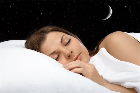 simsearch:400-04107830,k - Portrait of the sleeping woman against the star sky, horizontally Fotografie stock - Microstock e Abbonamento, Codice: 400-04107829