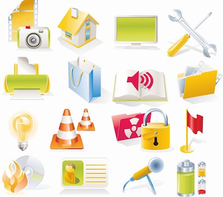 pictures of full & empty objects - Set of colorful and bright icons Stock Photo - Budget Royalty-Free & Subscription, Code: 400-04107897