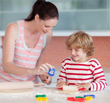 Young Mother with her son Baking in the Kitchen Stock Photo - Budget Royalty-Free & Subscription, Code: 400-04108163