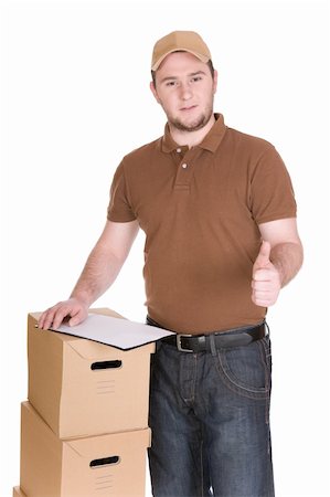 simsearch:400-04149768,k - delivery man with package. over white background Photographie de stock - Aubaine LD & Abonnement, Code: 400-04108203