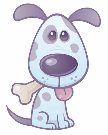 simsearch:400-04853999,k - Vector cartoon illustration of a cute puppy dog with a bone in his mouth and tongue sticking out. Foto de stock - Super Valor sin royalties y Suscripción, Código: 400-04108291