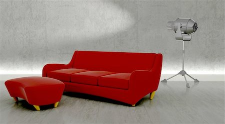 simsearch:400-06075399,k - 3d render of contemporary sofa in modern setting Stock Photo - Budget Royalty-Free & Subscription, Code: 400-04108306