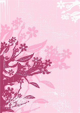 pink grunge scratched abstract background - Floral grunge background with trees and flowers Stock Photo - Budget Royalty-Free & Subscription, Code: 400-04108439