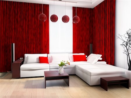elegant tv room - Modern drawing room a room exclusive design 3d image Stock Photo - Budget Royalty-Free & Subscription, Code: 400-04108631