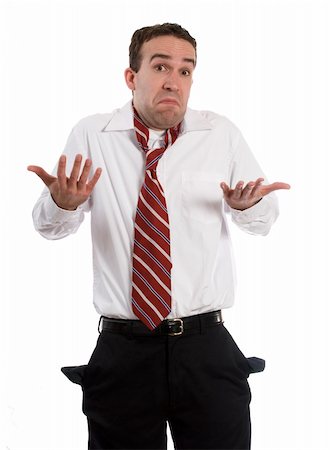 rien - A man holding up his hands showing he has no money, isolated against a white background Photographie de stock - Aubaine LD & Abonnement, Code: 400-04108884