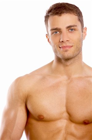 peck - Muscular and tanned male isolated on white Stock Photo - Budget Royalty-Free & Subscription, Code: 400-04108918