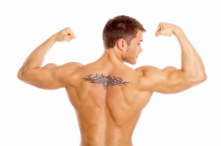 simsearch:400-05370510,k - Muscular and tanned male with tatoo isolated on white Foto de stock - Super Valor sin royalties y Suscripción, Código: 400-04108938