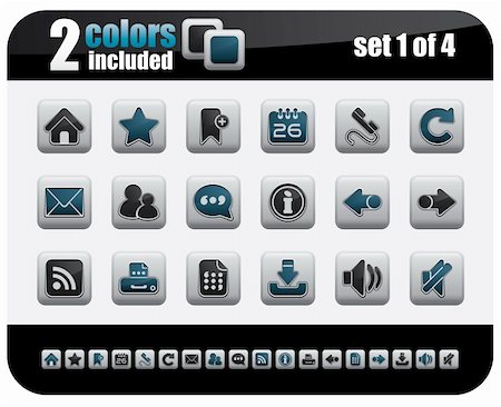 simsearch:400-05151458,k - Web Icons Set. Steelo Series. Set 1 of 4. Stock Photo - Budget Royalty-Free & Subscription, Code: 400-04109170