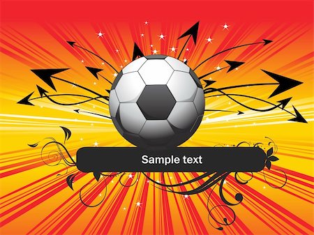 simsearch:400-05163820,k - red rays background with shiny star, swirl, arrowhead, and soccer with sample text, vector illustration Stock Photo - Budget Royalty-Free & Subscription, Code: 400-04109560