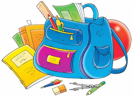 school bag pen - Isolated clip-art / children’s book illustration for your design Stock Photo - Budget Royalty-Free & Subscription, Code: 400-04100356