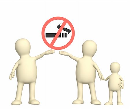 Family, calling to refuse smoking. Object over white Photographie de stock - Aubaine LD & Abonnement, Code: 400-04100620