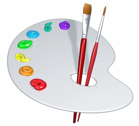 simsearch:400-06138541,k - Illustration of an isolated artist palette with brushes Stock Photo - Budget Royalty-Free & Subscription, Code: 400-04100632