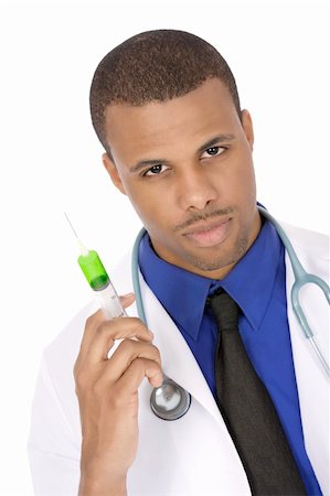 simsearch:400-07971658,k - African American doctor holding a syringe Stockbilder - Microstock & Abonnement, Bildnummer: 400-04100849