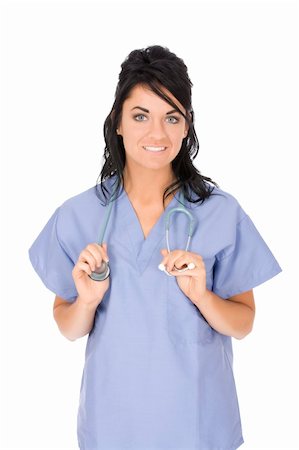 simsearch:400-04704005,k - Beautiful Caucasain nurse standing on white background Stock Photo - Budget Royalty-Free & Subscription, Code: 400-04100854