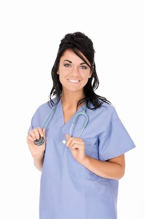 simsearch:400-04704005,k - Beautiful Caucasain nurse standing on white background Stock Photo - Budget Royalty-Free & Subscription, Code: 400-04100855