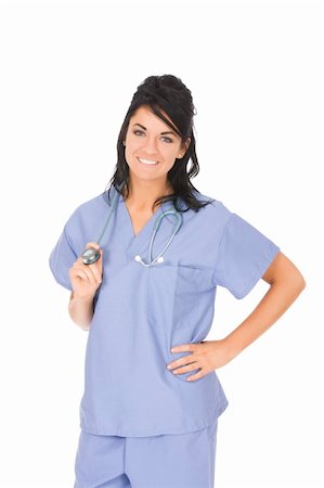 simsearch:400-04704005,k - Beautiful Caucasain nurse standing on white background Stock Photo - Budget Royalty-Free & Subscription, Code: 400-04100856