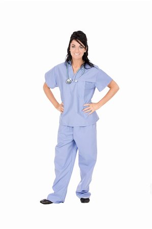 simsearch:400-04704005,k - Beautiful Caucasain nurse standing on white background Stock Photo - Budget Royalty-Free & Subscription, Code: 400-04100857
