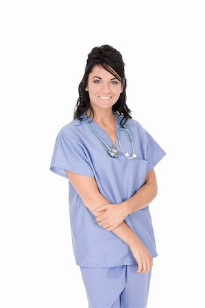 simsearch:400-04704005,k - Beautiful Caucasain nurse standing on white background Stock Photo - Budget Royalty-Free & Subscription, Code: 400-04100852