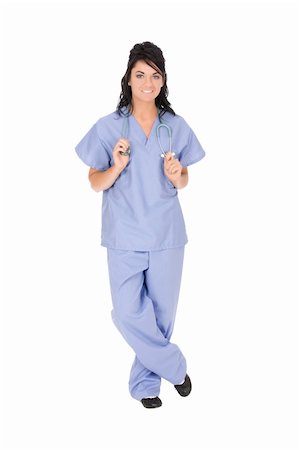 simsearch:400-04704005,k - Beautiful Caucasain nurse standing on white background Stock Photo - Budget Royalty-Free & Subscription, Code: 400-04100853