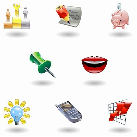 A set of glossy business and office icons Photographie de stock - Aubaine LD & Abonnement, Code: 400-04101285