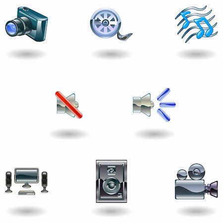 simsearch:400-04324814,k - A set of shiny slossy media icons Stock Photo - Budget Royalty-Free & Subscription, Code: 400-04101288