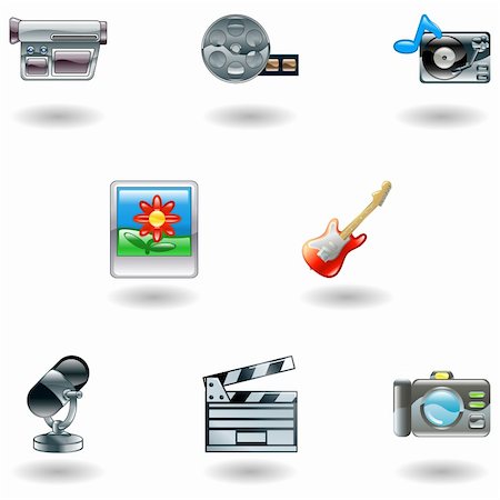 simsearch:400-04955113,k - A set of shiny glossy media icons Stock Photo - Budget Royalty-Free & Subscription, Code: 400-04101289