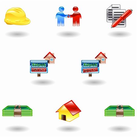 dollar sign and building illustration - A set of shiny glossy real estate icons Stock Photo - Budget Royalty-Free & Subscription, Code: 400-04101293